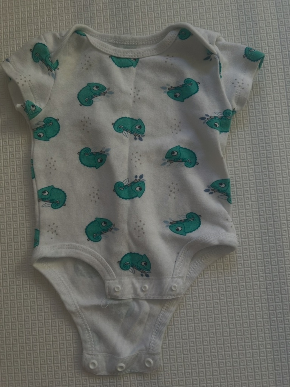 Rococo baby bodysuit with chameleon patter